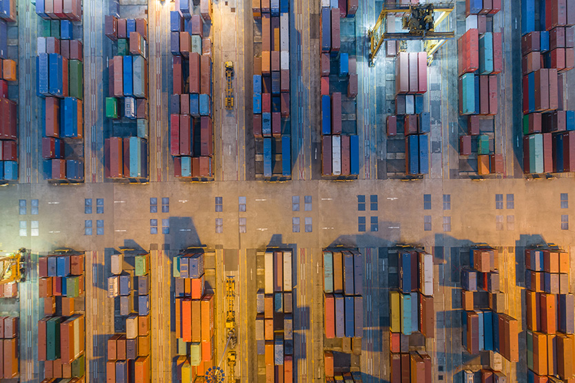 Container ships from above