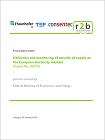 Cover der Publikation Definition and monitoring of security of supply on the European electricity markets