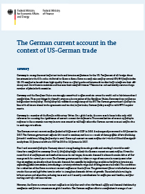 Cover "The German current account in the context of US-German trade"