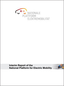 Cover of the publication "Interim Report of the National Platform for Electric Mobility"