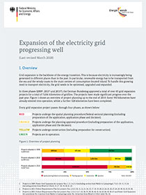 Cover of the publication "Expansion of the electricity grid progression well"