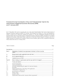 Cover of the Framework for the Coordination of the Joint Federal/Länder Task for the Improvement of Regional Economic Structures (GRW)