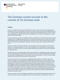 Cover "The German current account in the context of US-German trade"