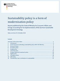 Cover of the Report "Sustainability policy is a form of modernisation policy"