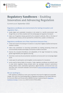 Cover of publication regulatory sandboxes - enabling innovation and advancing regulation