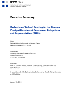 Cover of the Evaluation of Federal Funding for the German Foreign Chambers of Commerce, Delegations and Representations (AHKs)