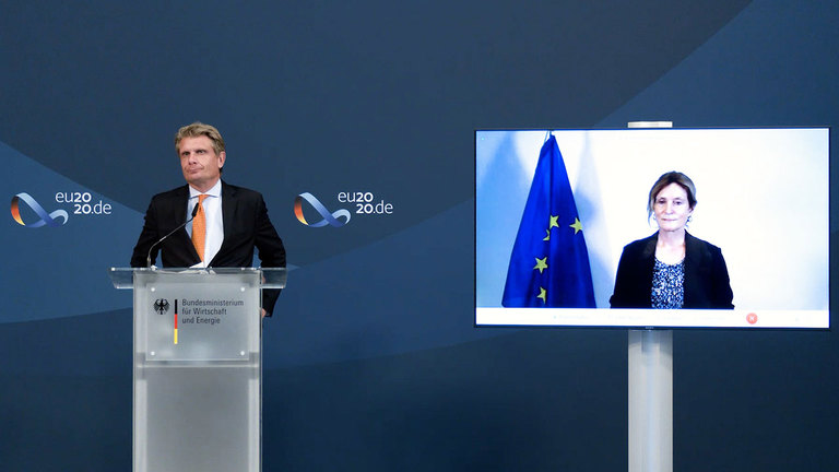 Screenshot aus dem Video Press conference on the Informal Video Conference of Ministers for Tourism