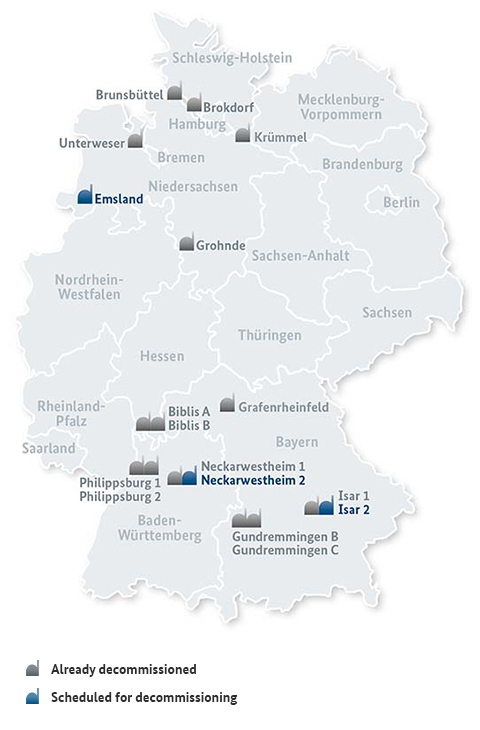Nuclear power plant sites in Germany