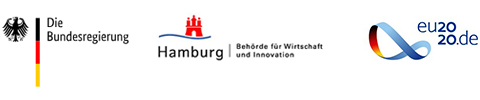 Logos Gouvernement fédéral, Hambourg, eu2020.de