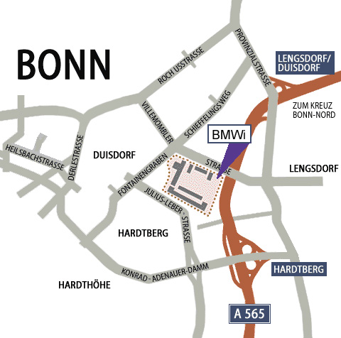 Plan d'accès du BMWi à Bonn; Copyright: BMWi