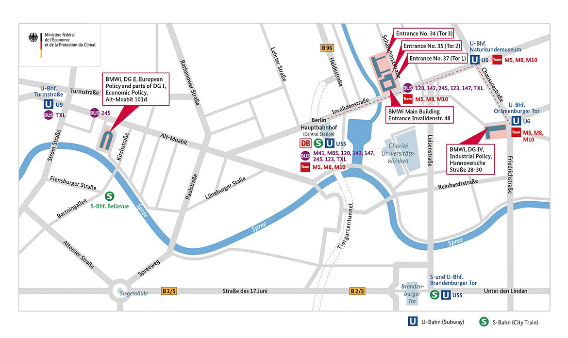 Plan d'accès du BMWi à Berlin; Source : BMWi