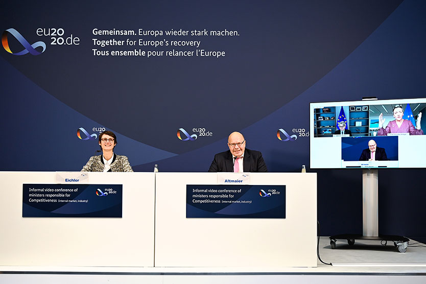 Le ministre fédéral de l'Économie et de l'Énergie Peter Altmaier préside la vidéoconférence informelle des ministres chargés de la Compétitivité de l'UE