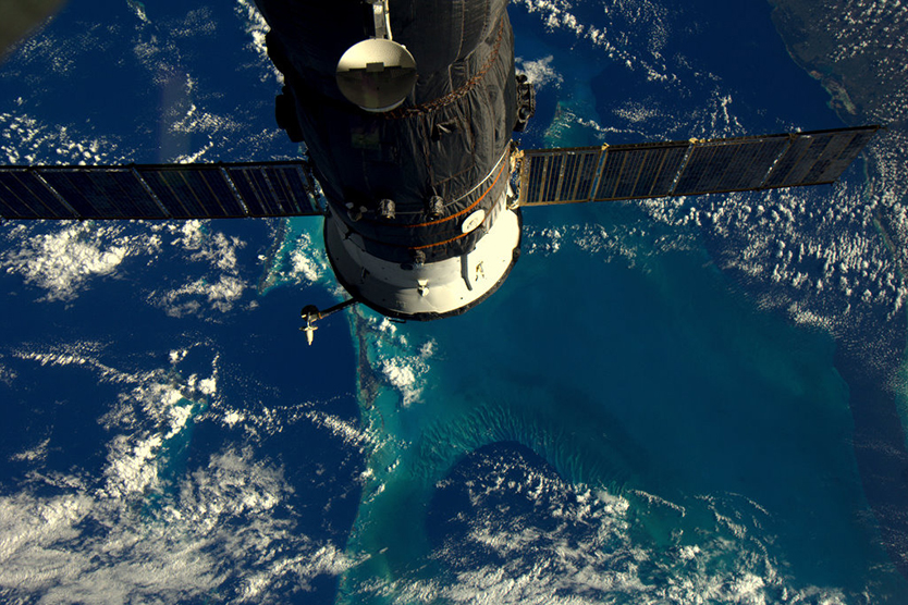 Image de l'ISS symbolisant la technologie clé du voyage spatial; Source: ESA/NASA