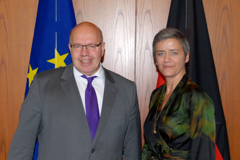 Ministre fédéral de l'Économie Altmaier et commissaire européenne à la Concurrence Margrethe Vestager