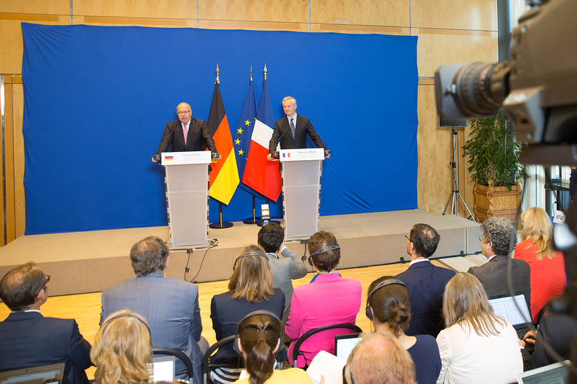 Peter Altmaier, ministre fédéral de l'Économie et de l'Énergie, et Bruno Le Maire, ministre français de l'Économie et des Finances