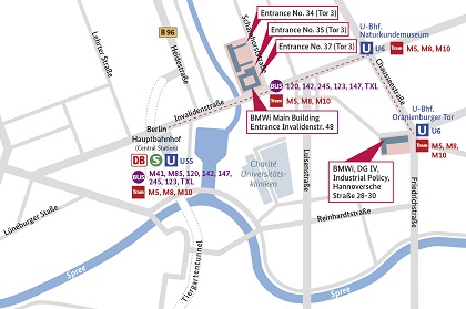 Plan d'accès du BMWi à Berlin