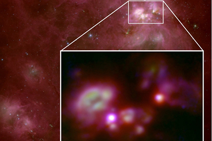 Hochaufgelöste Infrarotaufnahme der FORCAST-Kamera im Vergleich zu einem Bild des Spitzer-Teleskops